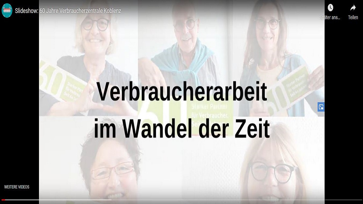 Ein Ausschnitt aus einem Video mit einem Text: Verbraucherarbeit im Wandel der Zeit.