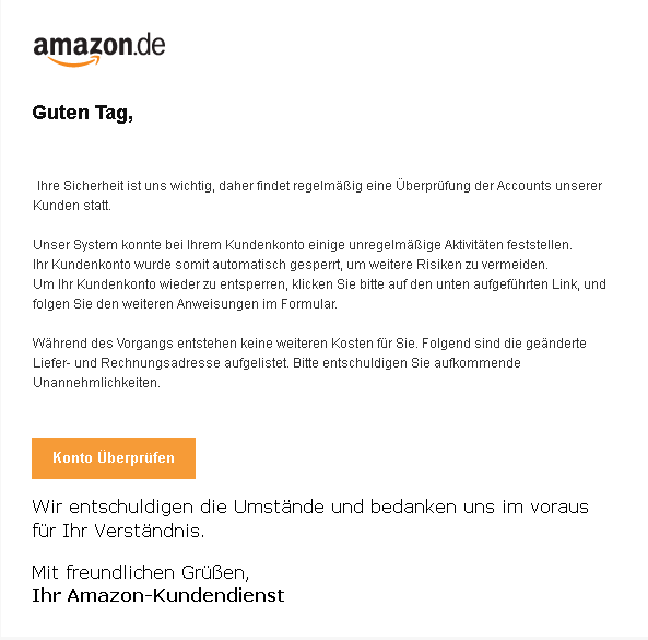 Phishing-Mail Amazon
