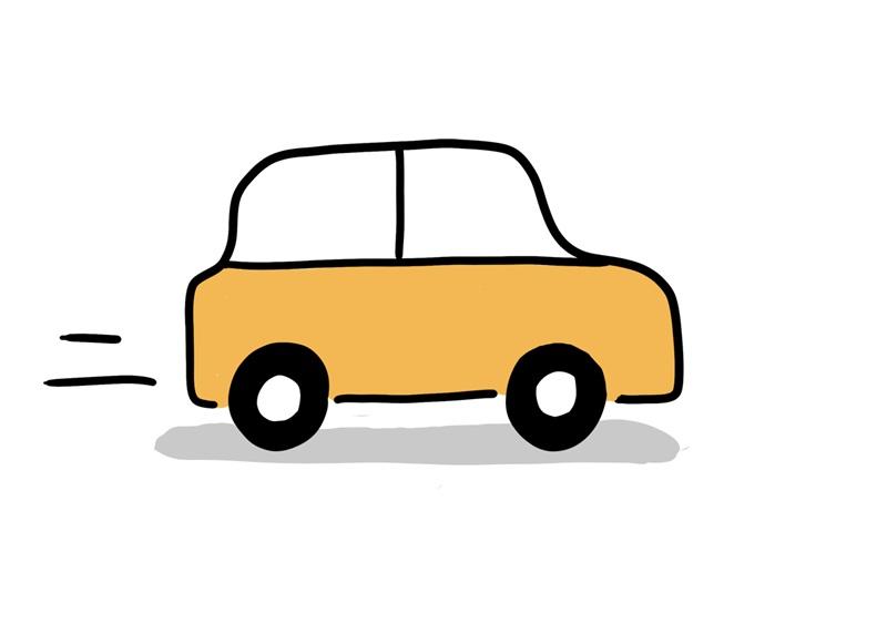 gelbes Auto fährt