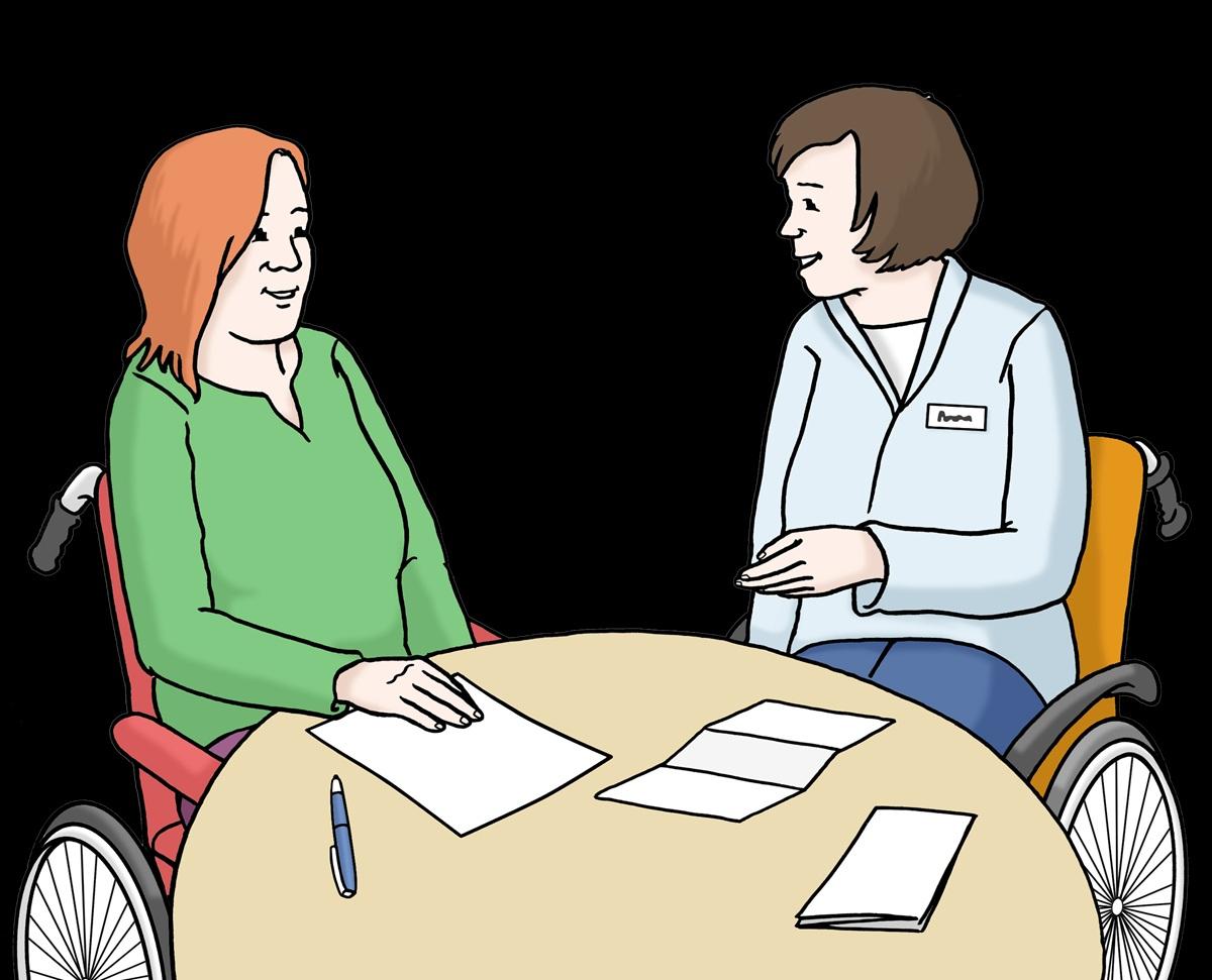 zwei Frauen am Tisch im Gespräch