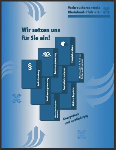Ein blaues Plakat mit Schriftzug