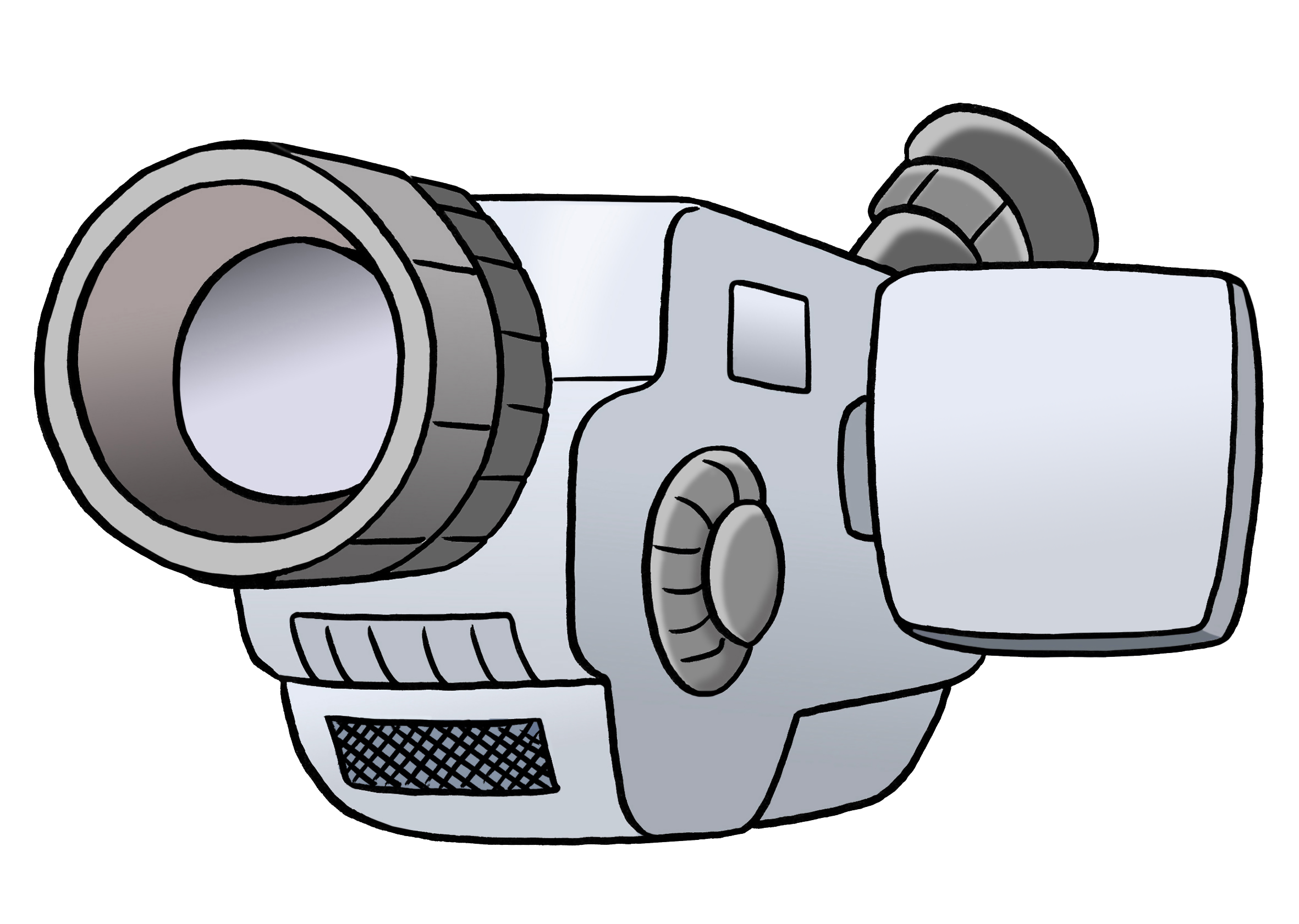 Zeichnung einer Filmkamera.