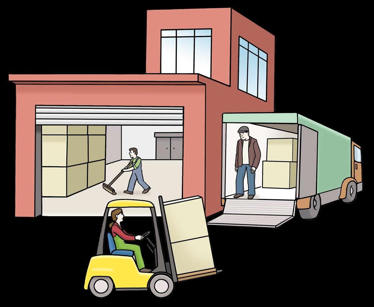 Firmengebäude mit Halle und Gabelstapler