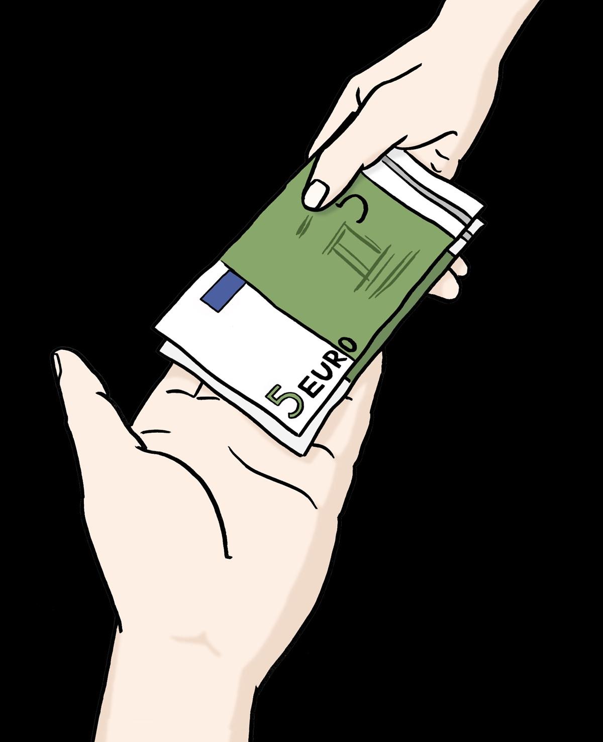 Hand übergibt Geld