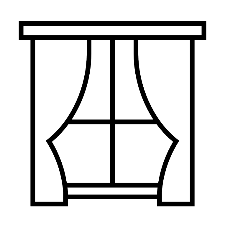 symbol Fenster mit Vorhängen