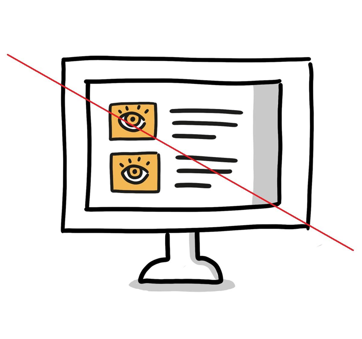 Symbol Internetseite durchgestrichen