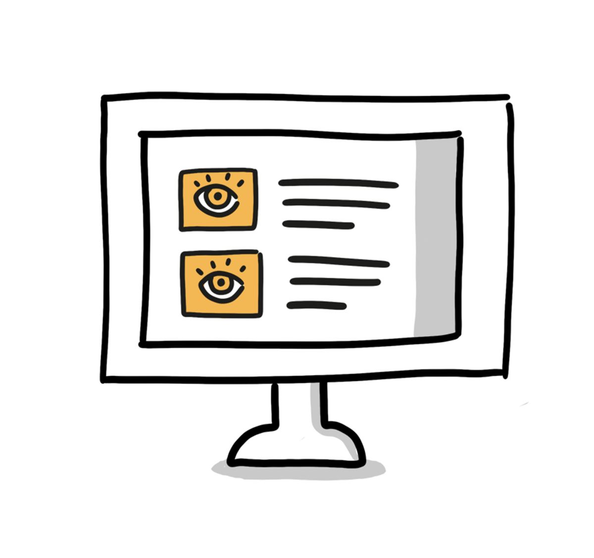 Zeichnung Computer-Bildschirm mit Text