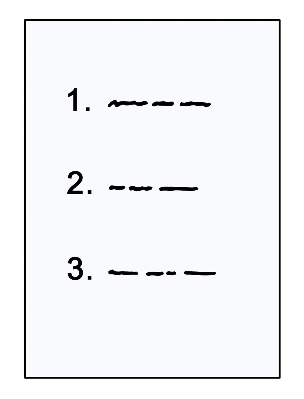 Liste 1, 2, 3 
