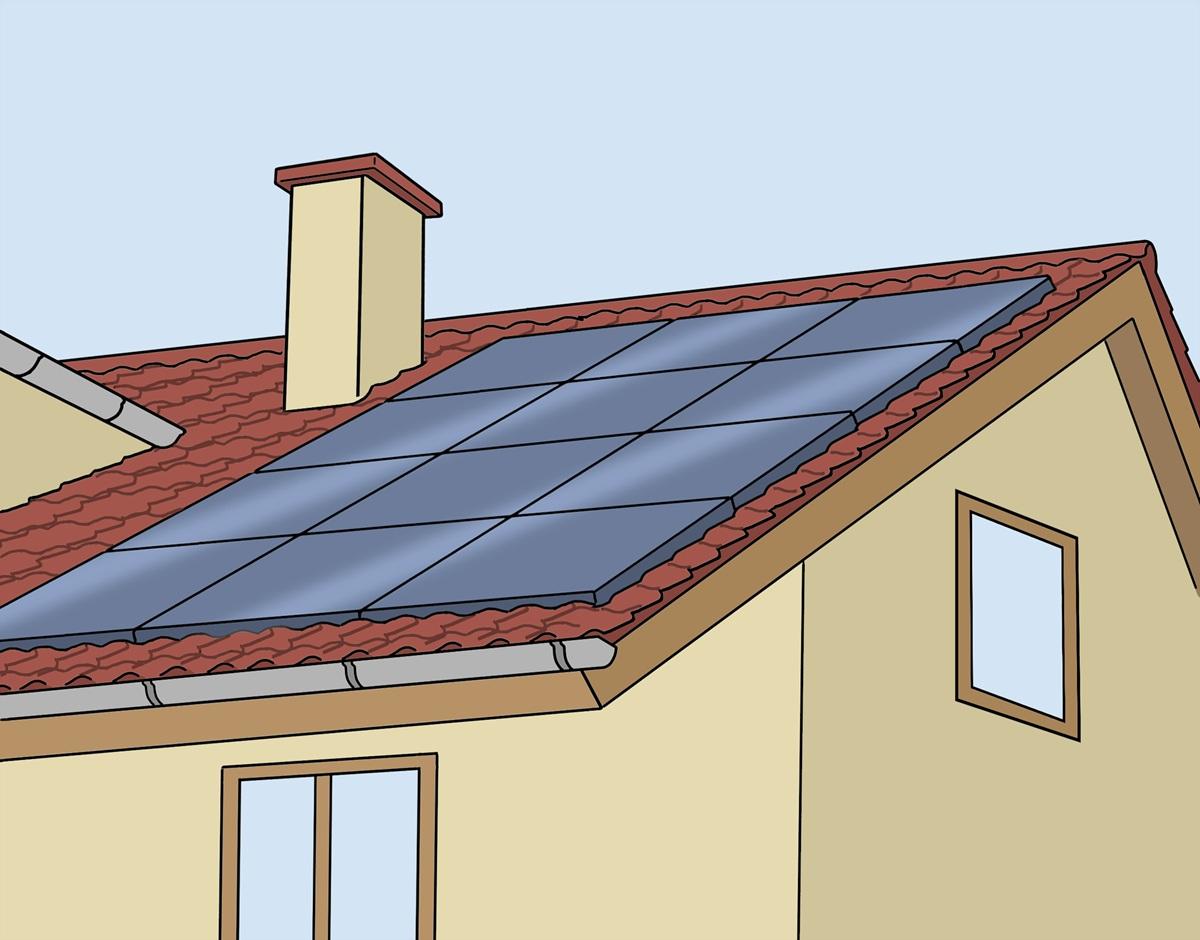 Dach mit Solaranlage