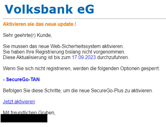 Volksbank Phishing