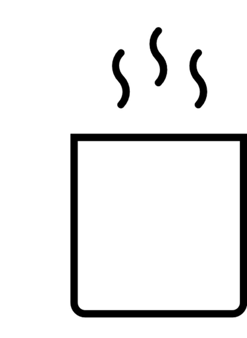 Symbol Wasser kochen: Becher mit Dampf