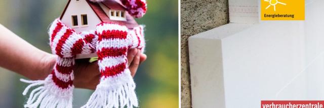 Haus mit Schal umwickelt und Dämmplatten