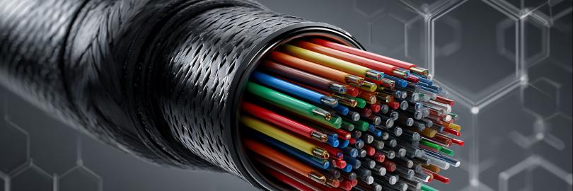 Ein Querschnitt eines Glasfaserkabels