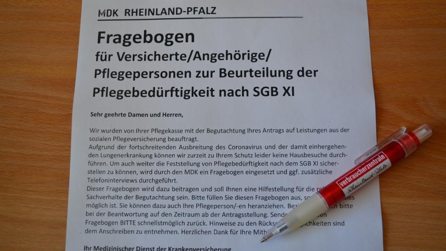 Antrag auf Pflegegrad mit Kugelschreiber.