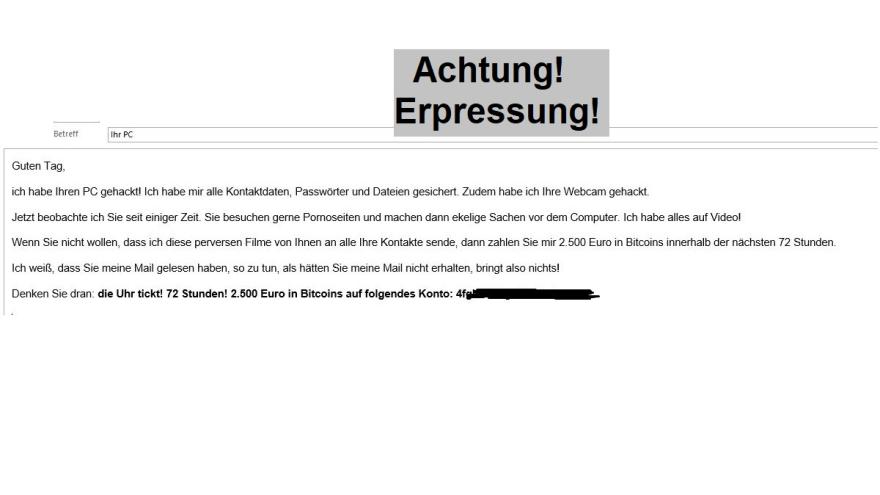 Erpresser E-Mail.