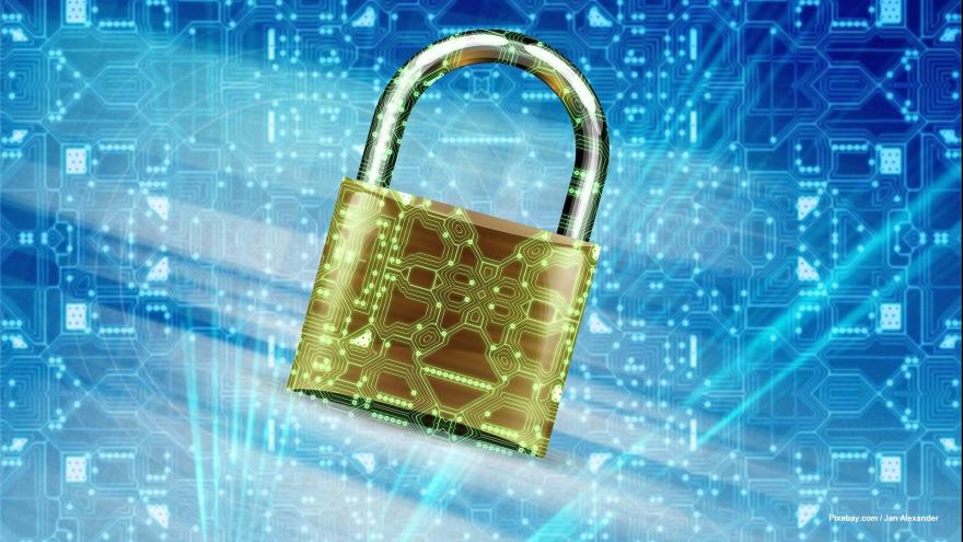 Goldenes Schloss vor blaumen Hintergrund. Im Vordergrund sind viele verschiedenen Datenverbindungen angedeutet.