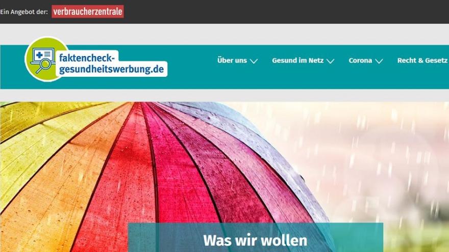 Screenshot des Portals: Faktencheck Gesundheitswerbung