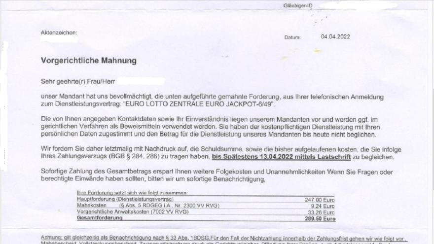 Ein Mahnbrief.
