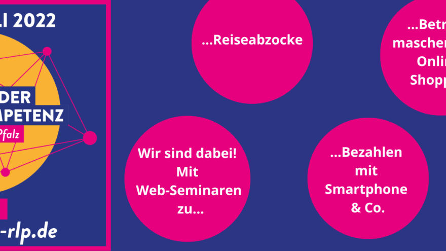 Ein lila farbiges Logo für die Woche der Medienkompetenz.