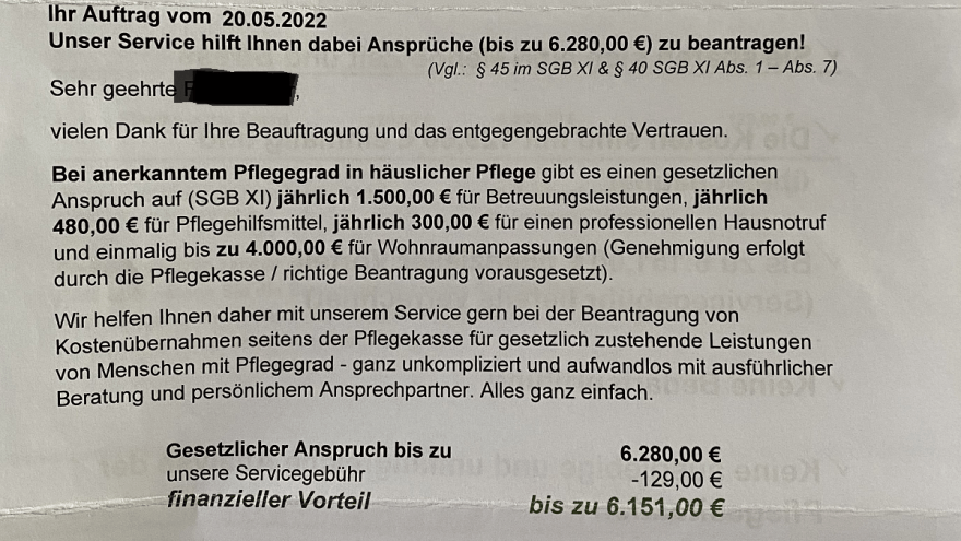 Ein Brief mit einer Zahlungsaufforderung im text.