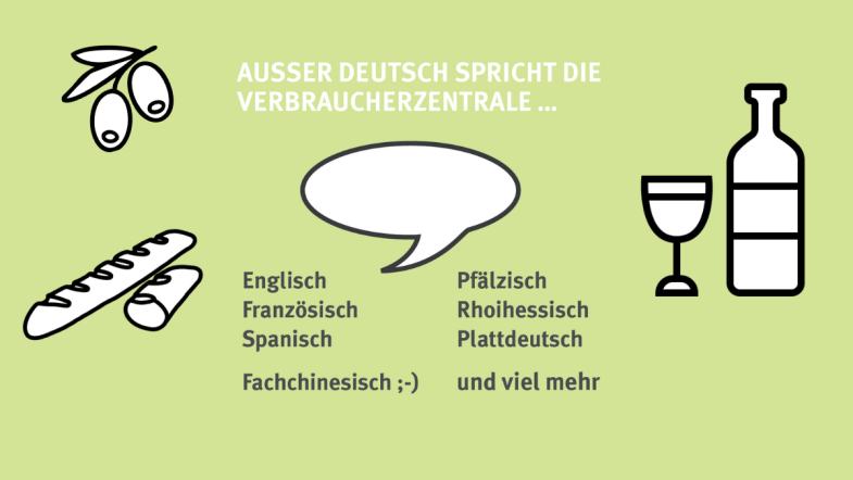 Eine grüne Folie mit verschiedenen Symbolen.