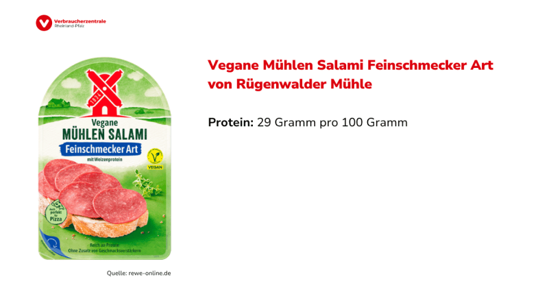 Packung vegane Salami mit Proteingehalt