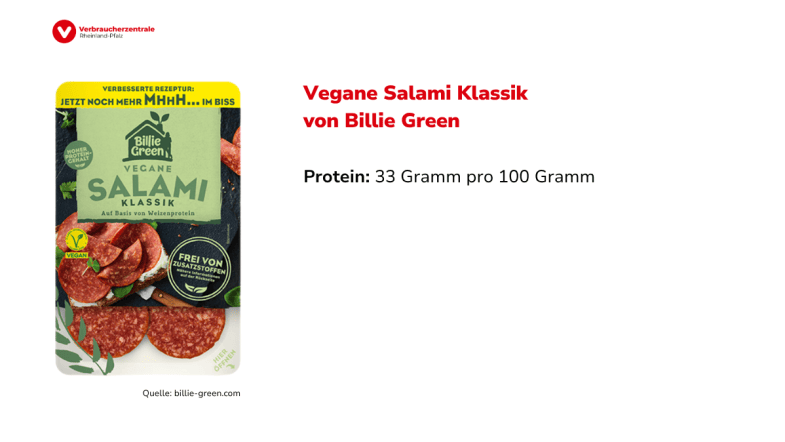 Packung vegane Salami mit Proteingehalt
