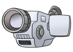 Zeichnung einer Filmkamera.