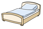 Grafik: Zeichnung eines Bettes.