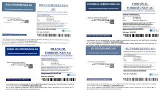 Verschiedene Briefköpfe von unseriösen Inkassounternehmen.