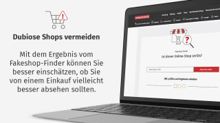 Darstellung der Webseite des Fakeshop-Finders auf einem Computer-Screen