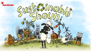 Illustration eines Schafs vor der Skyline einer Stadt mit Schriftzug "Sustainable Shaun"